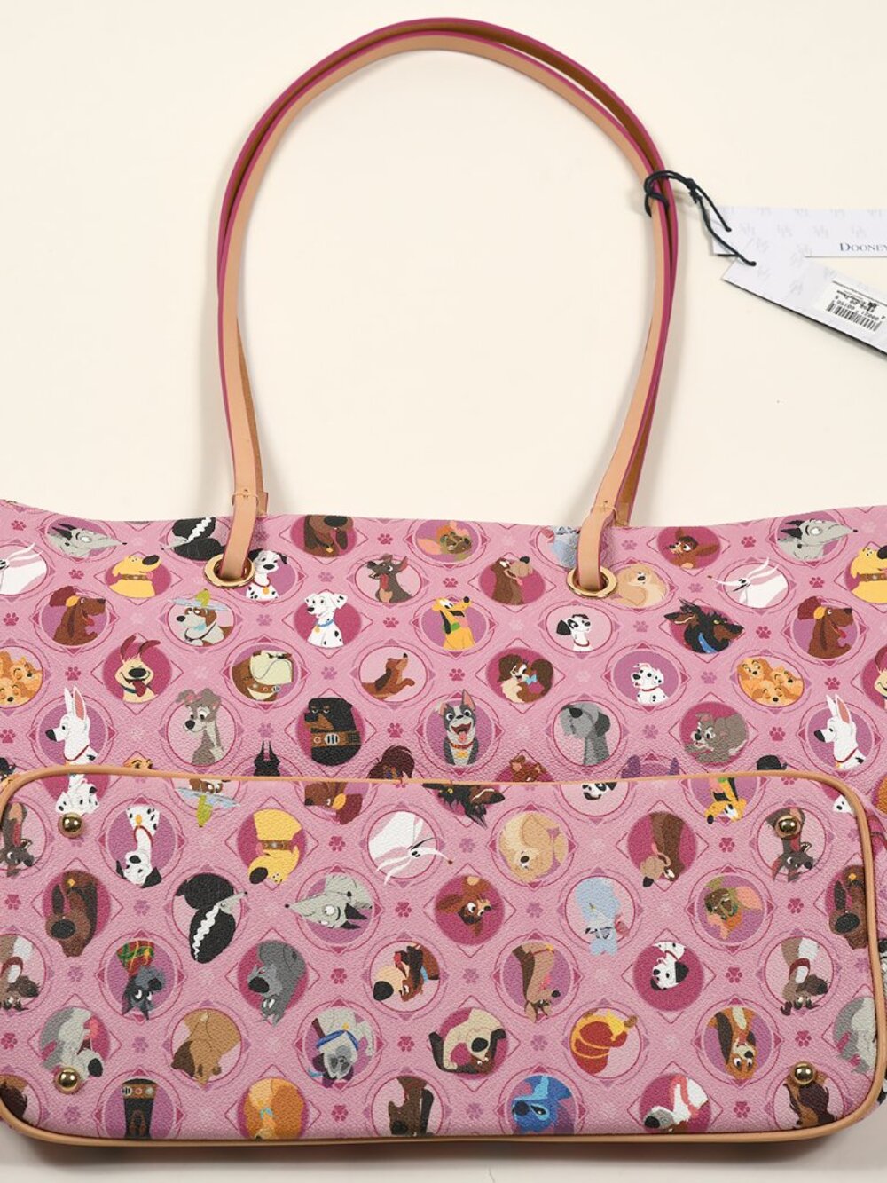 Dooney & Bourke Disney Dogs 18 Tote Pink NWT Shoulder Bag Leather Trim Rare - Picture 3 of 8
